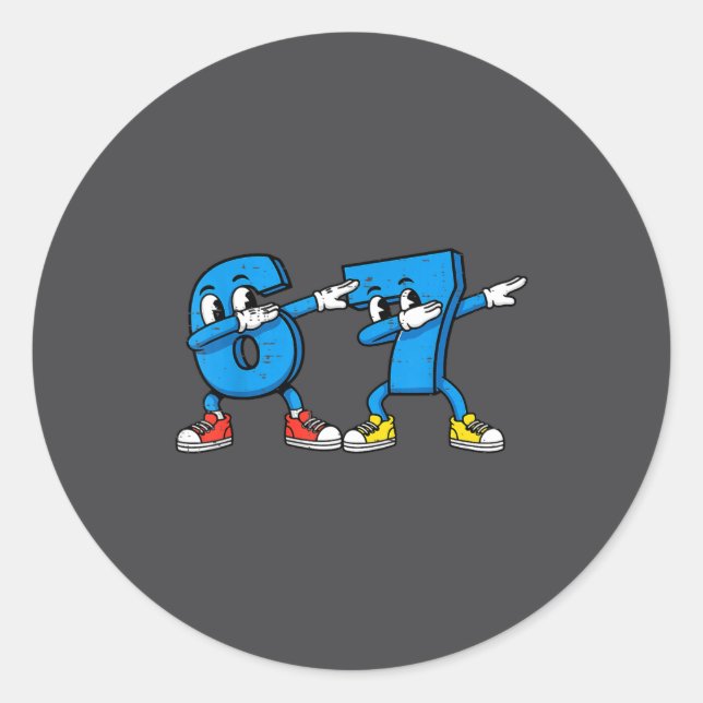 6 7 Meme Dab Zahlen Runder Aufkleber (Vorderseite)