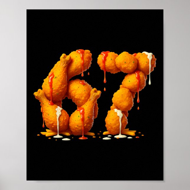 6 7 Meme Frittiertes Hähnchen 67 Pyjama Kinder Sec Poster (Vorne)