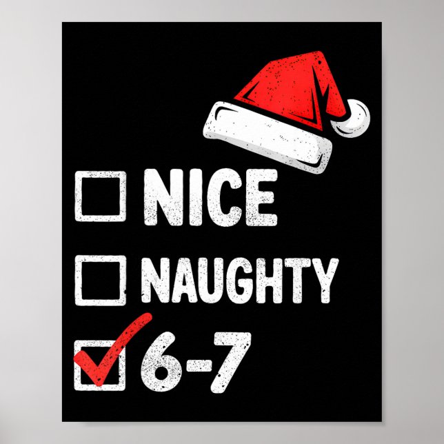 6-7 Meme Funny Christmas Retro Santa Hat Xmas 6 7  Poster (Vorne)