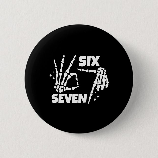 6 7 Meme Funny Skeleton Hands Halloween Couples Si Button (Vorderseite)