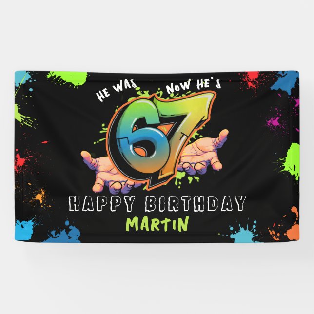 6 7 Meme Graffiti Sechs Sieben Geburtstagsbanner Banner (Horizontal)