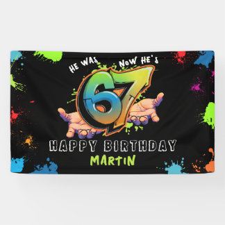 6 7 Meme Graffiti Six Seven Birthday Banner