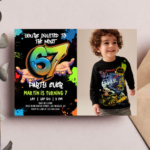 6 7 Meme Graffiti Six Seven Geburtstagsfoto Einladung