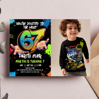 6 7 Meme Graffiti Six Seven Geburtstagsfoto Einladung