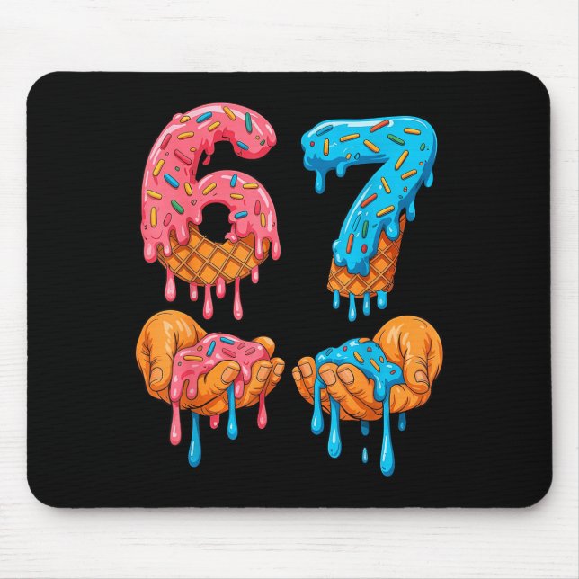 6 7 Meme Ice Cream Drip Gen Alpha Slang  Mousepad (Vorne)