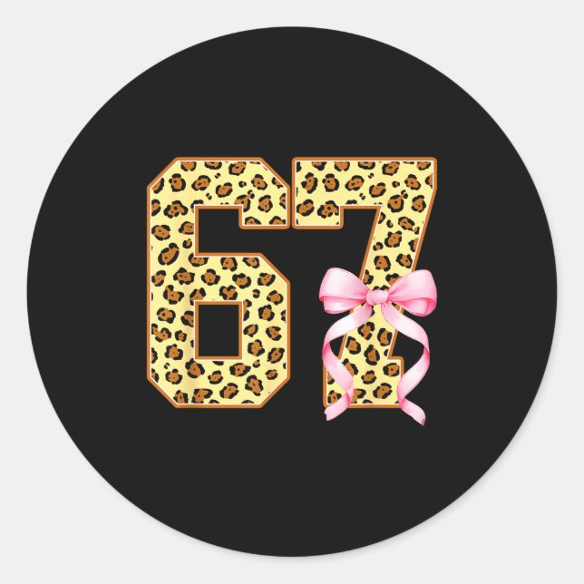 6-7 Meme Leopard Gepard Cool Six-seven Lustig 67 G Runder Aufkleber (Vorderseite)