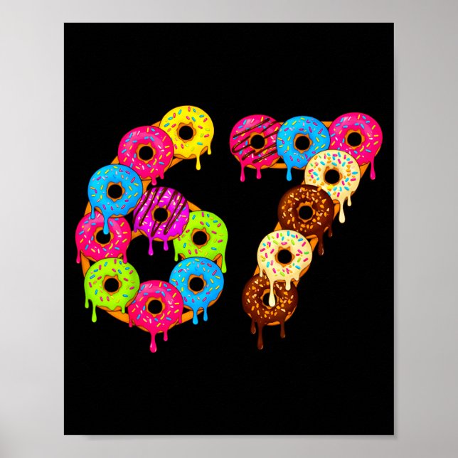 6 7 Meme Matching Love Donuts 67 Pajamas Kids Six  Poster (Vorne)