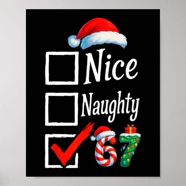 6 7 Meme Nice Naughty 67 Christmas Brain Rot Funny Poster (Vorne)