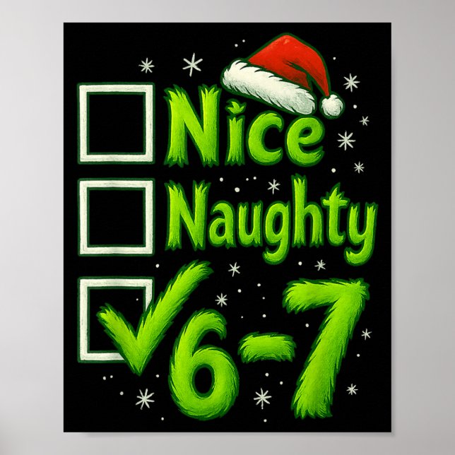6-7 Meme Nice Naughty 67 Christmas Brain Rot Funny Poster (Vorne)