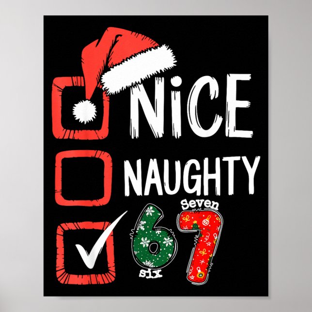 6-7 Meme Nice Naughty 67 Christmas Brain Rot Funny Poster (Vorne)