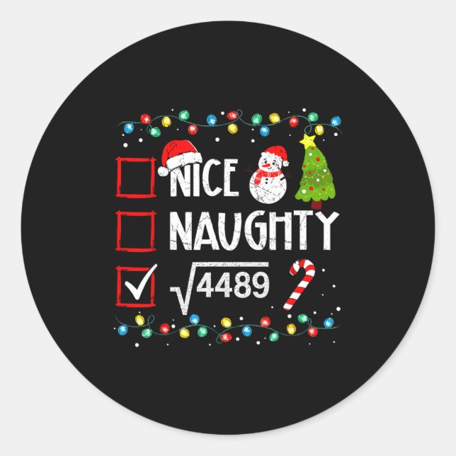 6-7 Meme Nice Naughty 67 Christmas Brain Rot Funny Runder Aufkleber (Vorderseite)