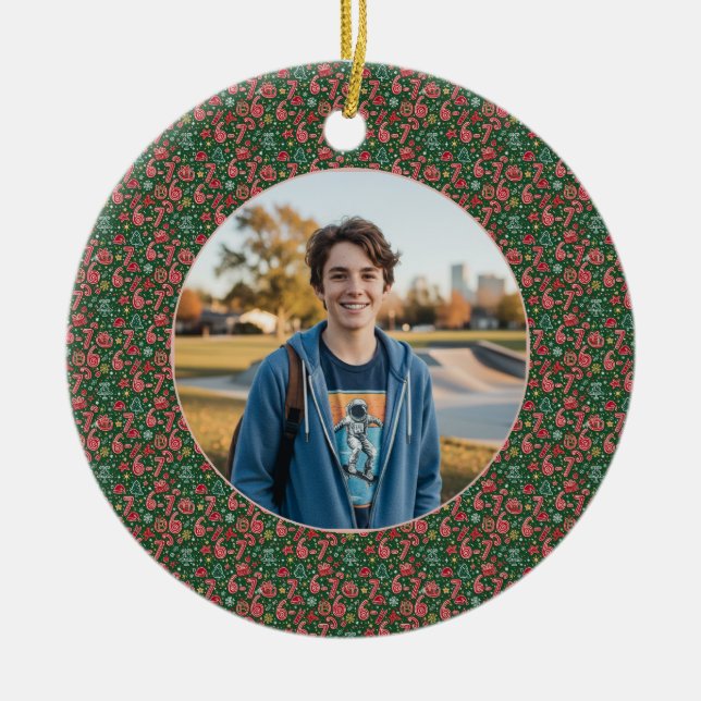 6-7 Meme One Photo Christmas Doodles Keramik Ornament (Vorne)