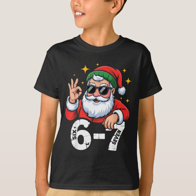 6 7 Meme Six Seven Christmas Gen Z Alpha Teen Boys T-Shirt (Vorderseite)