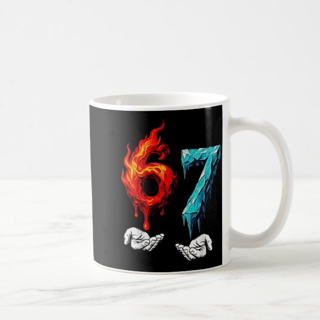 6 7 Meme Six Seven Ice 67 Flames Funny Kids Youth  Kaffeetasse (Rechts)