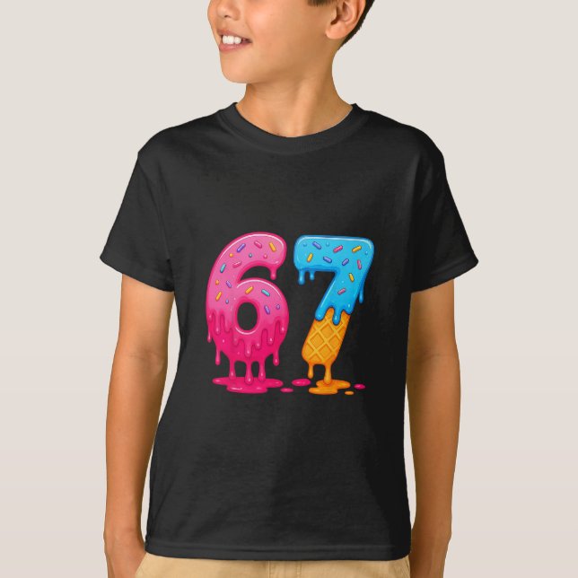 6 7 Meme Six Seven Ice Creme Tropfen T-Shirt (Vorderseite)