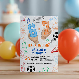 6 7 Meme Trend Six Seven Kinder Geburtstag Sport B Einladung