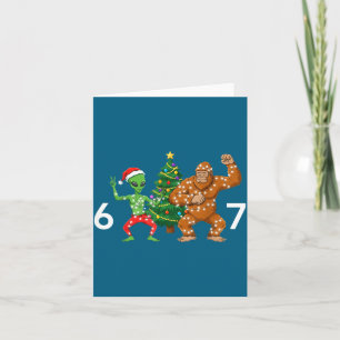 6 7 Meme Weihnachten Alien Sasquatch Sechs Sieben Karte