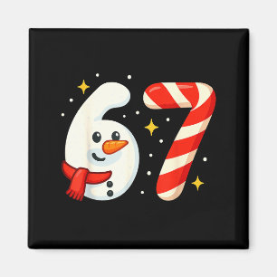 6 7 Meme Weihnachts-Shirt 67 Sechs Sieben Schneema Magnet