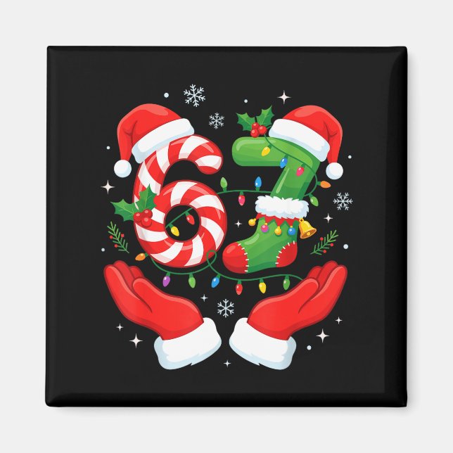 6 7 Pajamas Six Seven Matching Ugly Christmas 67 F Magnet (Vorne)