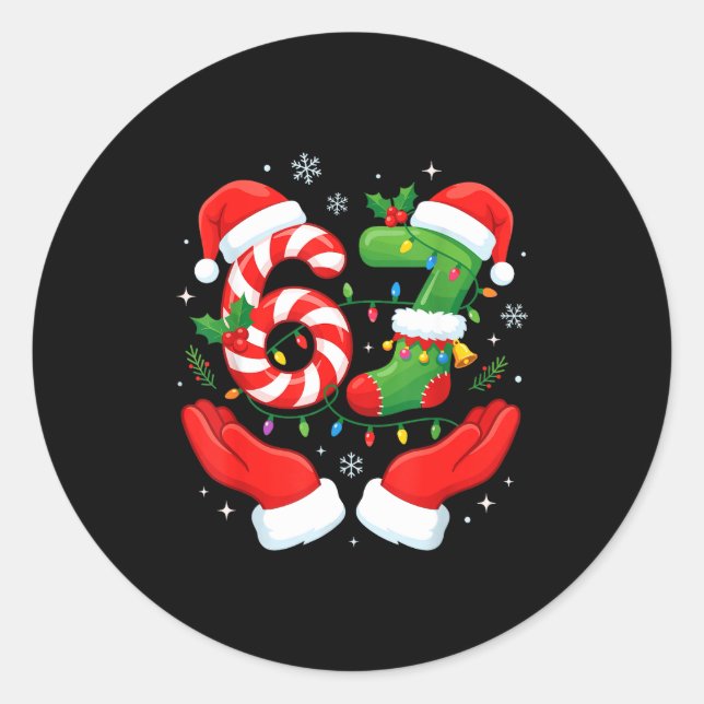 6 7 Pajamas Six Seven Matching Ugly Christmas 67 F Runder Aufkleber (Vorderseite)