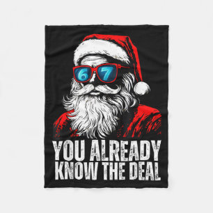 6 7 Santa Gesicht Sechs Sieben Meme Lustig 67 Weih Fleecedecke