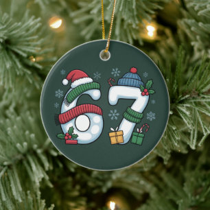6 7 Sechs Sieben Gen Z Alpha Meme Slang Weihnachte Keramik Ornament
