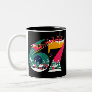 6 7 Sechs Sieben Gen Z Alpha Meme Slang Weihnachte Zweifarbige Tasse