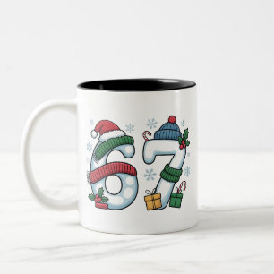 6 7 Sechs Sieben Gen Z Alpha Meme Slang Weihnachte Zweifarbige Tasse