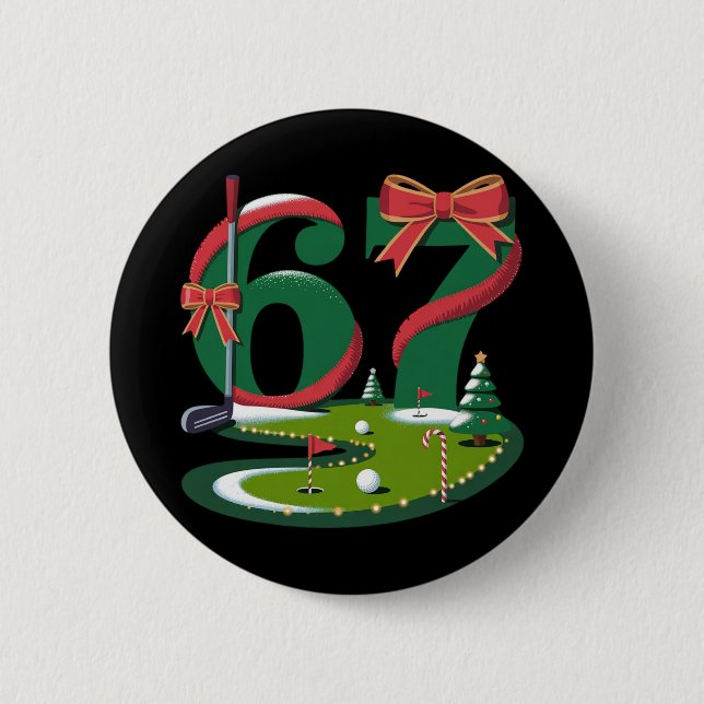 6 7 Sechs Sieben Golf Gen Z Alpha Meme Weihnachten Button (Vorderseite)