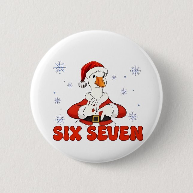 6 7 Sechs Sieben Hand Gen Z Alpha Gans Weihnachten Button (Vorderseite)