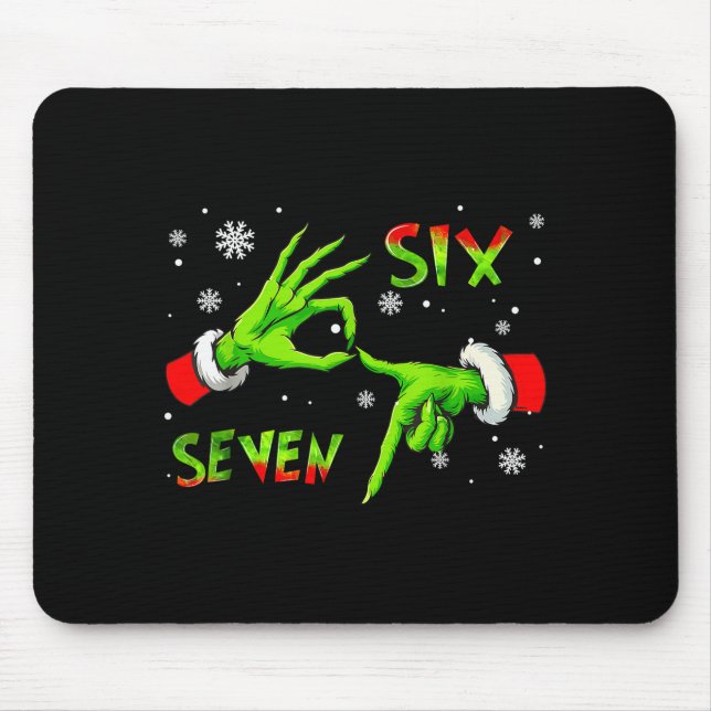 6 7 Sechs Sieben Hand Gen Z Alpha Meme Slang Weihn Mousepad (Vorne)