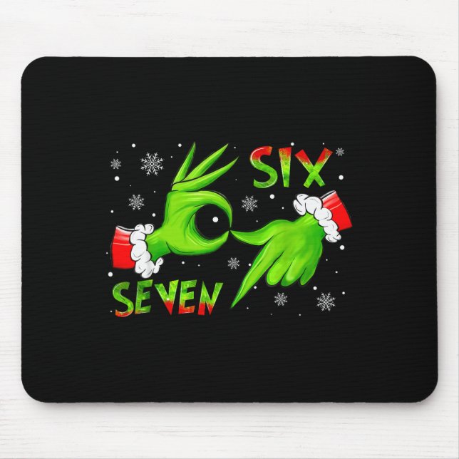 6 7 Sechs Sieben Hand Gen Z Alpha Meme Slang Weihn Mousepad (Vorne)