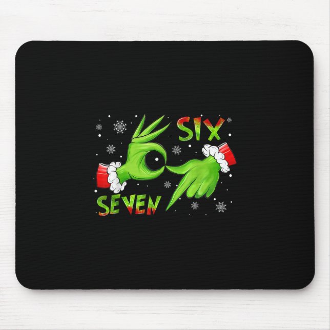 6 7 Sechs Sieben Hand Gen Z Alpha Meme Slang Weihn Mousepad (Vorne)
