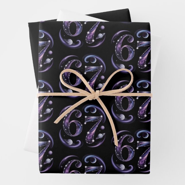 6 7 Sechs Sieben Kosmische Astrologie Gen Z Alpha  Geschenkpapier Set (Beispiel)