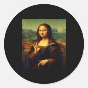 6 7 Sechs Sieben Meme 67 Lustige Mona Lisa Lustig Runder Aufkleber