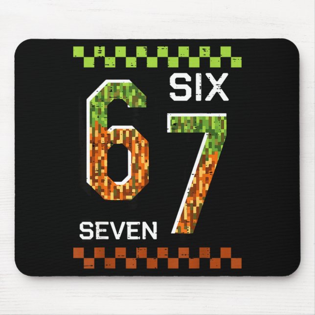 6 7 sechs sieben Pixel-Gaming lustiges Meme 67 Jun Mousepad (Vorne)