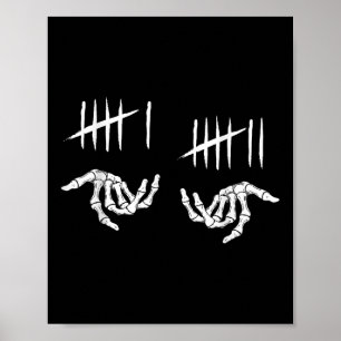 6 7 Sechs Sieben Strichliste Skelett 67 Skeletthan Poster