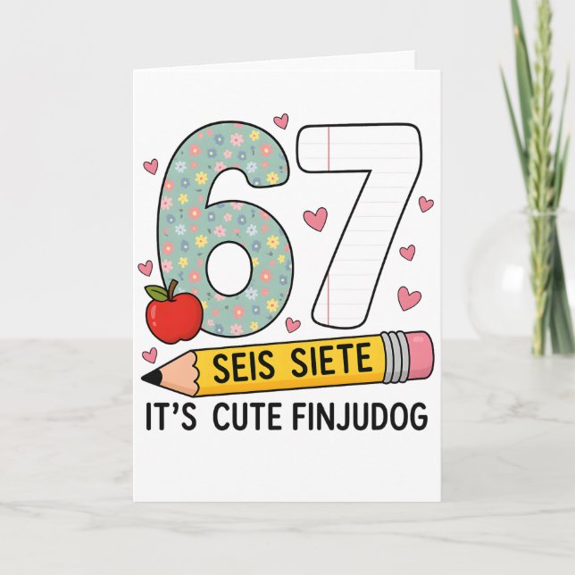 6 7 Seis Siete Cute Teacher Bilingual Classroom Karte (Vorderseite)