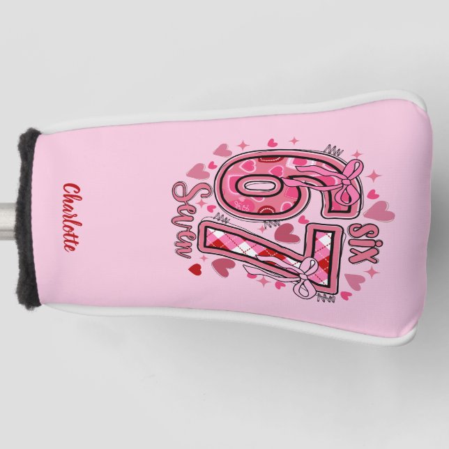 6 7 si Seven Meme Trend Girls Pink Golf Headcover (Vorderseite)