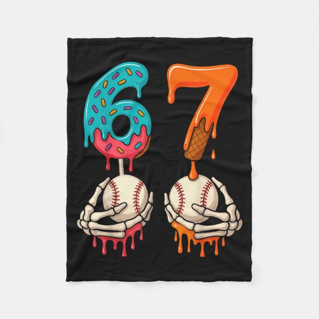 6 7 Six Seven Baseball Meme Gen Z Alpha Slang Boys Fleecedecke (Vorderseite)