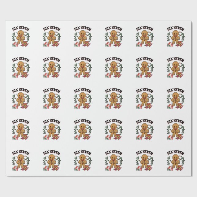 6 7 Six Seven Hand Gen Z Alpha Gingerbread Meme  Geschenkpapier (Flach)