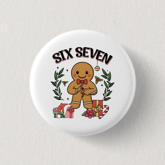 6 7 Six Seven Hand Gen Z Alpha Lebkuchen Meme  Button (Vorderseite)