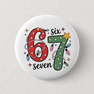 6 7 Six Seven Hand Gen Z Alpha Meme Slang Weihnach Button