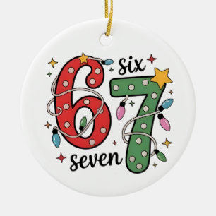 6 7 Six Seven Hand Gen Z Alpha Meme Slang Weihnach Keramik Ornament