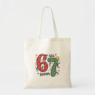 6 7 Six Seven Hand Gen Z Alpha Meme Slang Weihnach Tragetasche