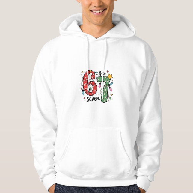 6 7 Six Seven Hand Gen Z Alpha Meme Slang Xmas  Hoodie (Vorderseite)