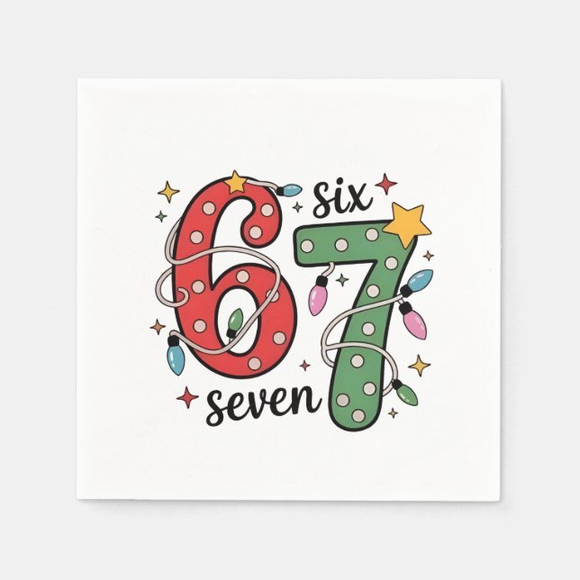 6 7 Six Seven Hand Gen Z Alpha Meme Slang Xmas  Serviette (Vorderseite)