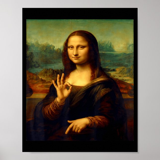 6 7 Six Seven Meme 67 Funny Mona Lisa Funny Clic A Poster (Vorne)