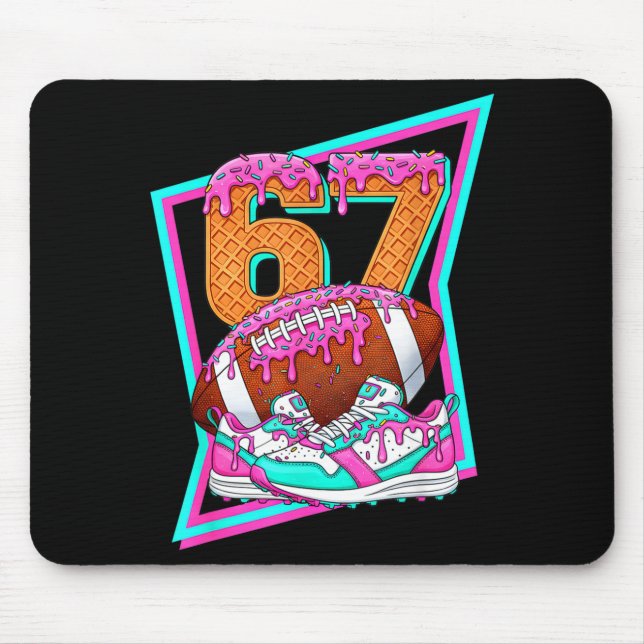 6 7 Six Seven Meme Amerikanischer Fußball Drip Num Mousepad (Vorne)