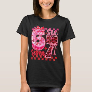 6 7 Six Seven Meme Kawaii Schleife Leopard Herz Va T-Shirt